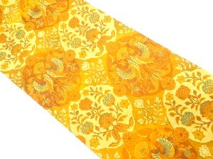 向かい鳳凰に花更紗模様織り出し　袋帯